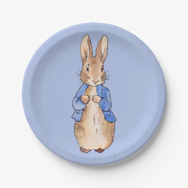 Classic Storybook Rabbit Blue Jacket Paper Plate (Front)