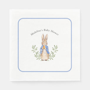 Classic Storybook Rabbit Blue Vintage Baby Shower Napkin