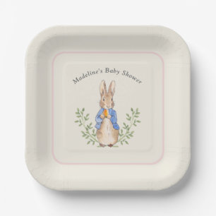 Classic Storybook Rabbit Gingham Vintage Baby Paper Plate