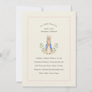 Classic Storybook Rabbit Pink Vintage Baby Shower Invitation