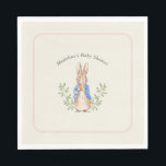 Classic Storybook Rabbit Pink Vintage Baby Shower Napkin<br><div class="desc">Classic Storybook Rabbit; background colour and pink border are both editable,  along with all of the text</div>
