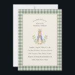 Classic Storybook Rabbit Sage Vintage Baby Shower Invitation<br><div class="desc">Classic Storybook Rabbit; background color is editable,  along with all of the text. Gingham sage border</div>
