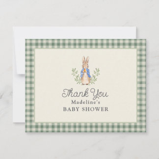 Classic Storybook Rabbit Sage Vintage Baby Shower Thank You Card