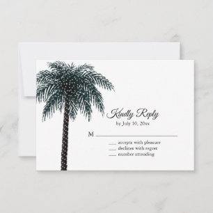 Classic String Lights Palm Tree RSVP Card