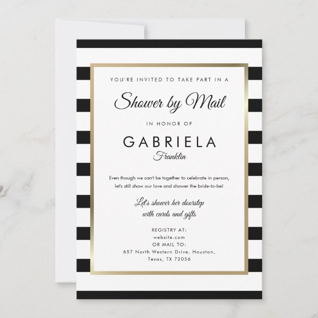 Classic Stripe Bridal Shower By Mail Long Distance Invitation (Front)