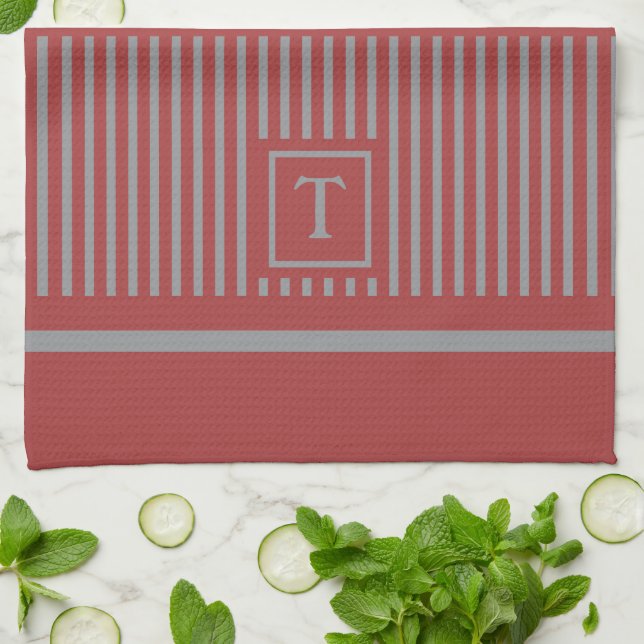 Classic Stripe Monogram Kitchen Towel (Folded)