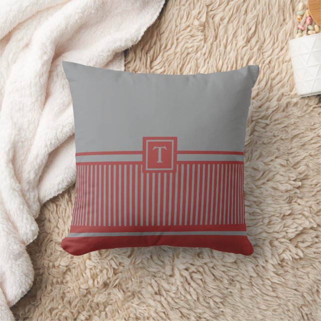 Classic Stripe Monogram Throw Pillow (Blanket)