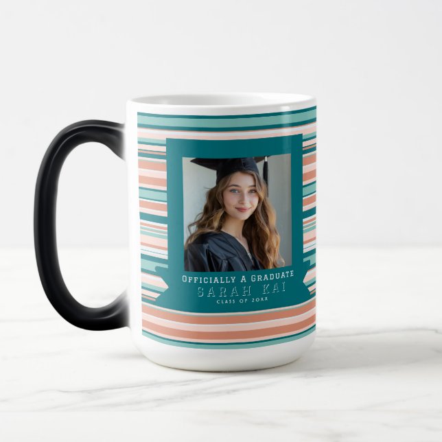 Classic Stripe Print Gift For Him Grad Magic Mug (Left)