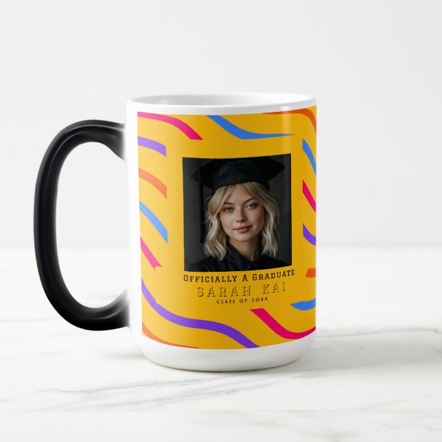 Classic Stripe Print Grandson Graduation Magic Mug (Left)