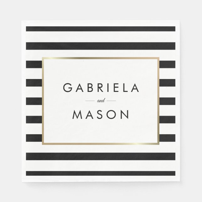 Classic Stripe Wedding  | Faux Gold Foil Napkin (Front)