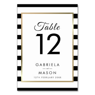 Classic Stripe Wedding    Faux Gold Foil Table Number