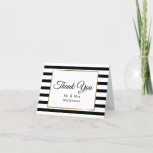 Classic Stripe Wedding   Faux Gold Foil Thank You
