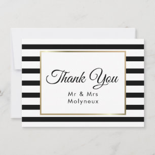 Classic Stripe Wedding   Faux Gold Foil Thank You Card