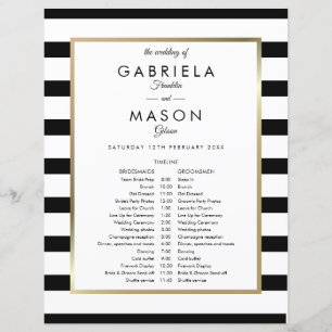 Classic Stripe Wedding Schedule Timeline