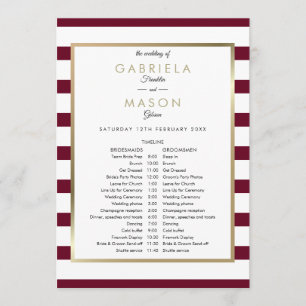 Classic Stripe Wedding Schedule Timeline Program