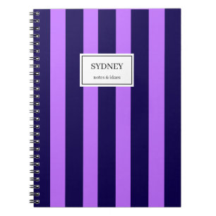 Classic Striped Notebook Custom Name Journal 