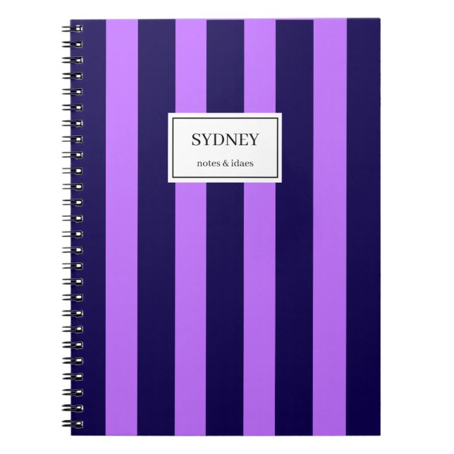 Classic Striped Notebook Custom Name Journal  (Devant)