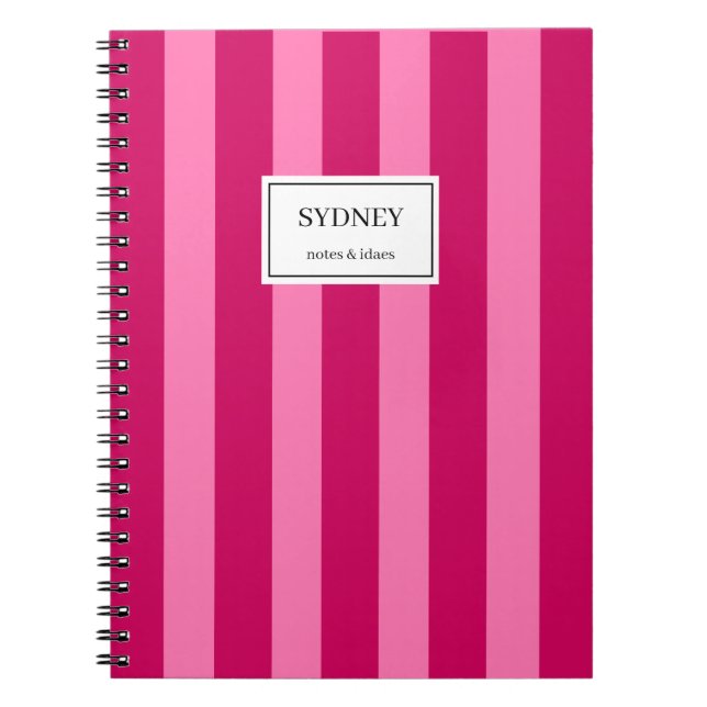 Classic Striped Notebook Custom Name Journal  (Devant)