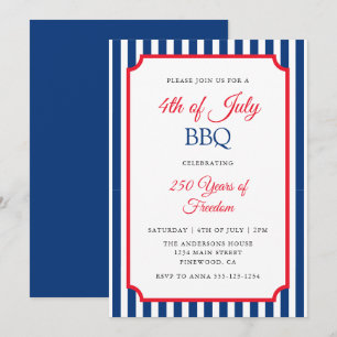 Classic Stripes 4th of July BBQ Party Invitation