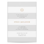 Classic Stripes Bar Mitzvah Invitation<br><div class="desc">An elegant and simple Bar Mitzvah design is the perfect way to mark this important milestone in a young man's life. The typography is tastefully rendered in a classic serif and sans-serif fonts, creating a sophisticated and timeless effect. The use of white, light grey, and gold colours in the overall...</div>