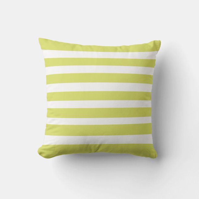 Classic Stripes Celery Green and White  Throw Pillow (Front)