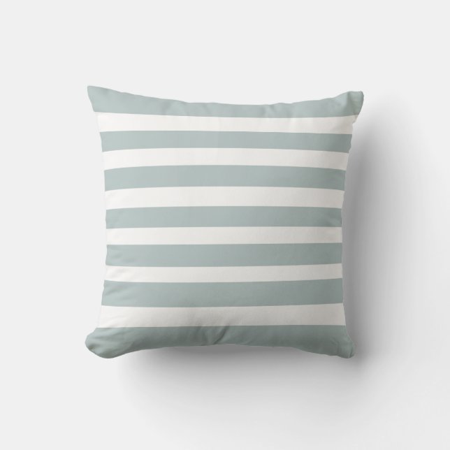 Classic Stripes Faded Blue and White Throw Pillow (Front)