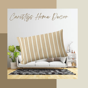 Classic Stripes Gold Tan and Cream Lumbar Pillow
