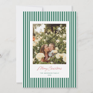 Classic Stripes Green Christmas Holiday Photo Card