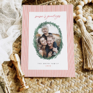 Classic Stripes Noël Vacances Wreath Carte Plat