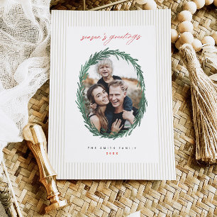 Classic Stripes Noël Vacances Wreath Carte Plat