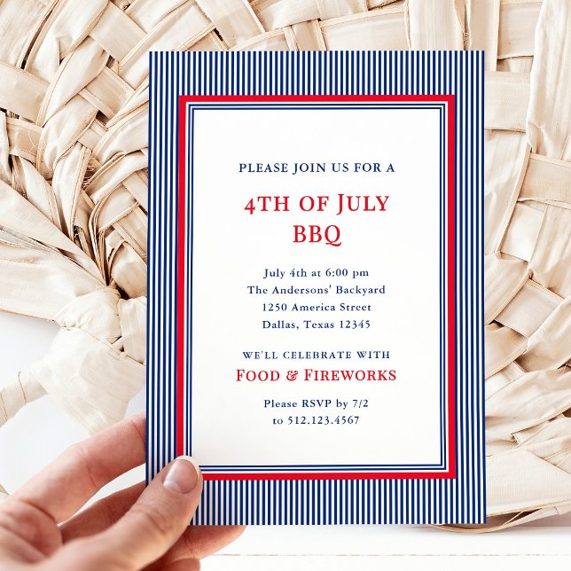 Classic Stripes | Red White Blue 4th of July Party Invitation (Creator Uploaded)