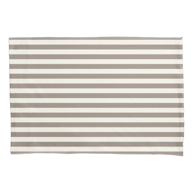 Classic Stripes Taupe Cream Pillowcase (Front)
