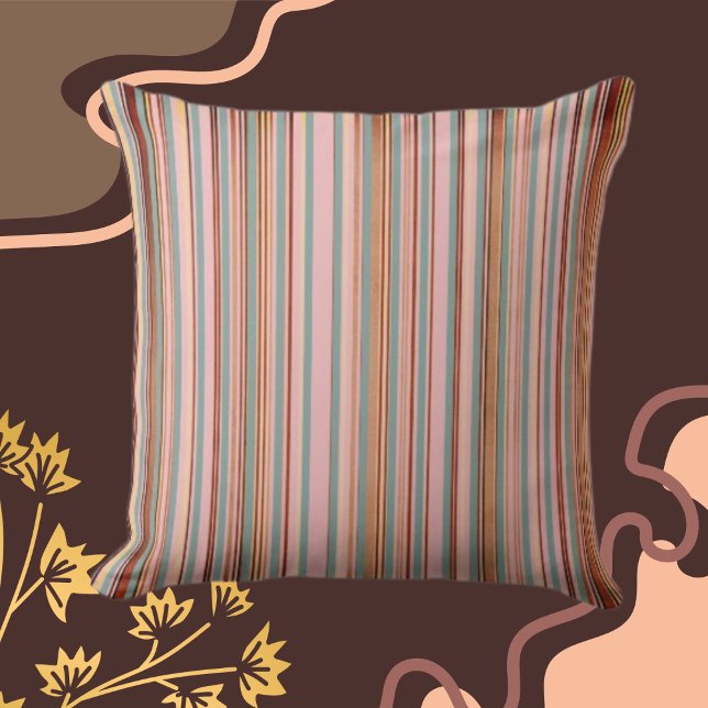 Classic Stripes Teal, Blush Clay Shades Throw Pillow (Creator Uploaded)