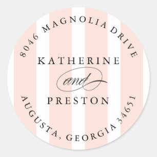 Classic Stripes Wedding Monogram Address Label