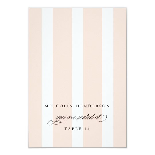 Classic Stripes Wedding Place Card in Pale Pink
