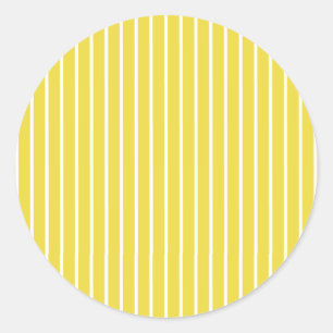 Classic Stripes White - Golden Yellow Round Sticker