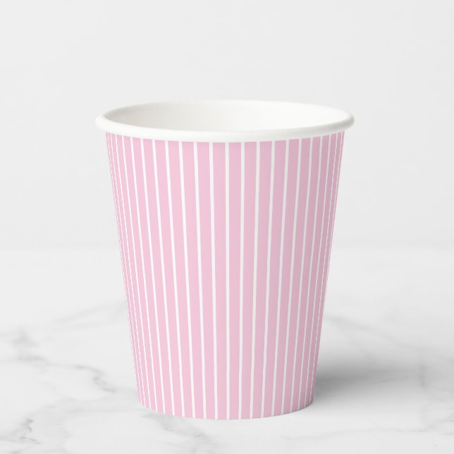 Classic Stripes White - Light Pink Paper Cups (Front)