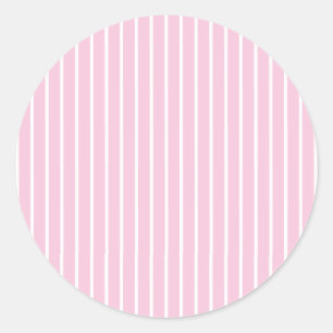 Classic Stripes White - Light Pink Round Sticker