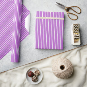 Classic Stripes White - Orchid Purple Wrapping Paper