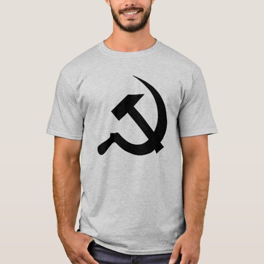 Classic Style Black Hammer & Sickle on Grey T-Shirt