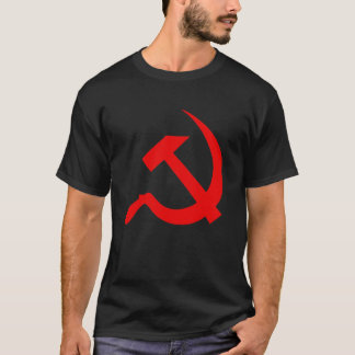Classic Style Bright Red Hammer & Sickle on Black T-Shirt