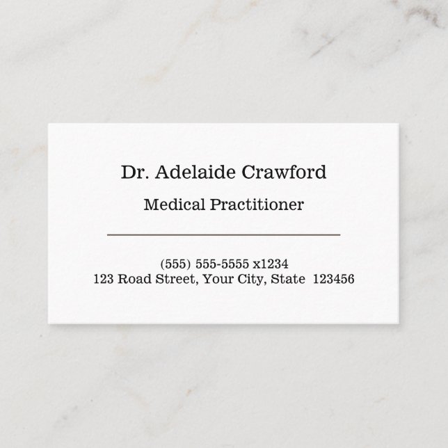 Classic Style Medical Professional Business Card (Front)
