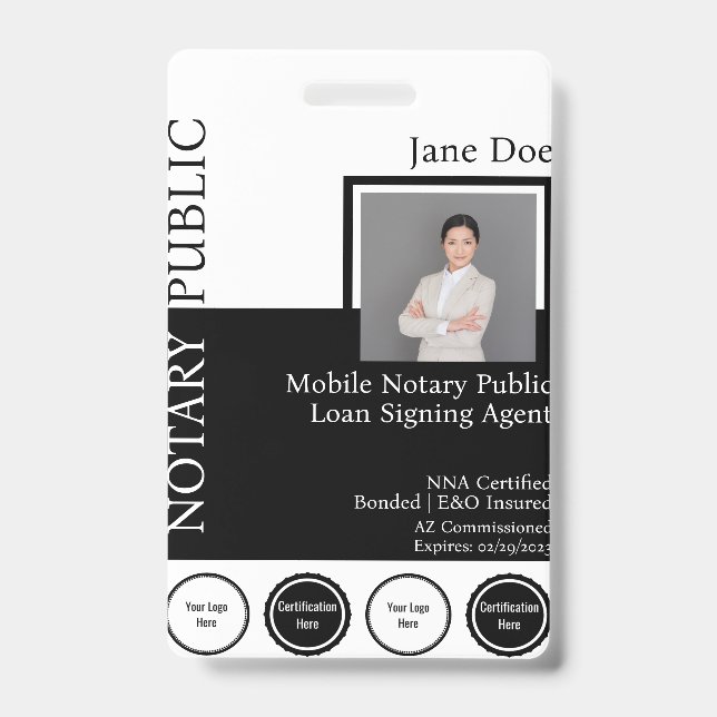 Classic Style Notary Public Badge with QR (Front)