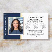 Classic Style Notary Signing Agent ID Blue Gold