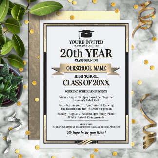 Classic Style School Colours Class Reunion Invitat Invitation