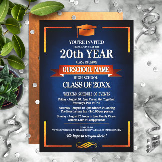 Classic Style School Colours Class Reunion Invitation