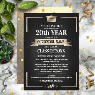 Classic Style School Colours Class Reunion Invitation