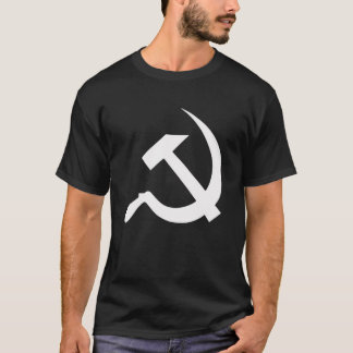 Classic Style White Hammer & Sickle on Black T-Shirt