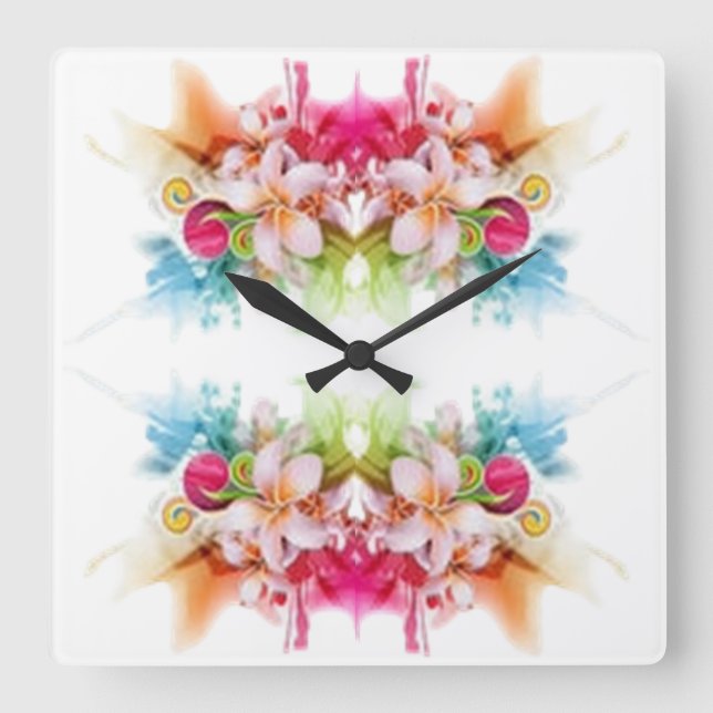 Classic Styles Florals Square Wall Clock (Front)