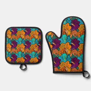 Classic Styles Flowers  Oven Mitt & Pot Holder Set
